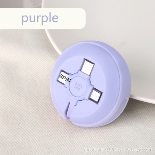 September Shopping Festival Multi USB Charger Cable Retractable Three In One Phone Charging Line Creative Gift